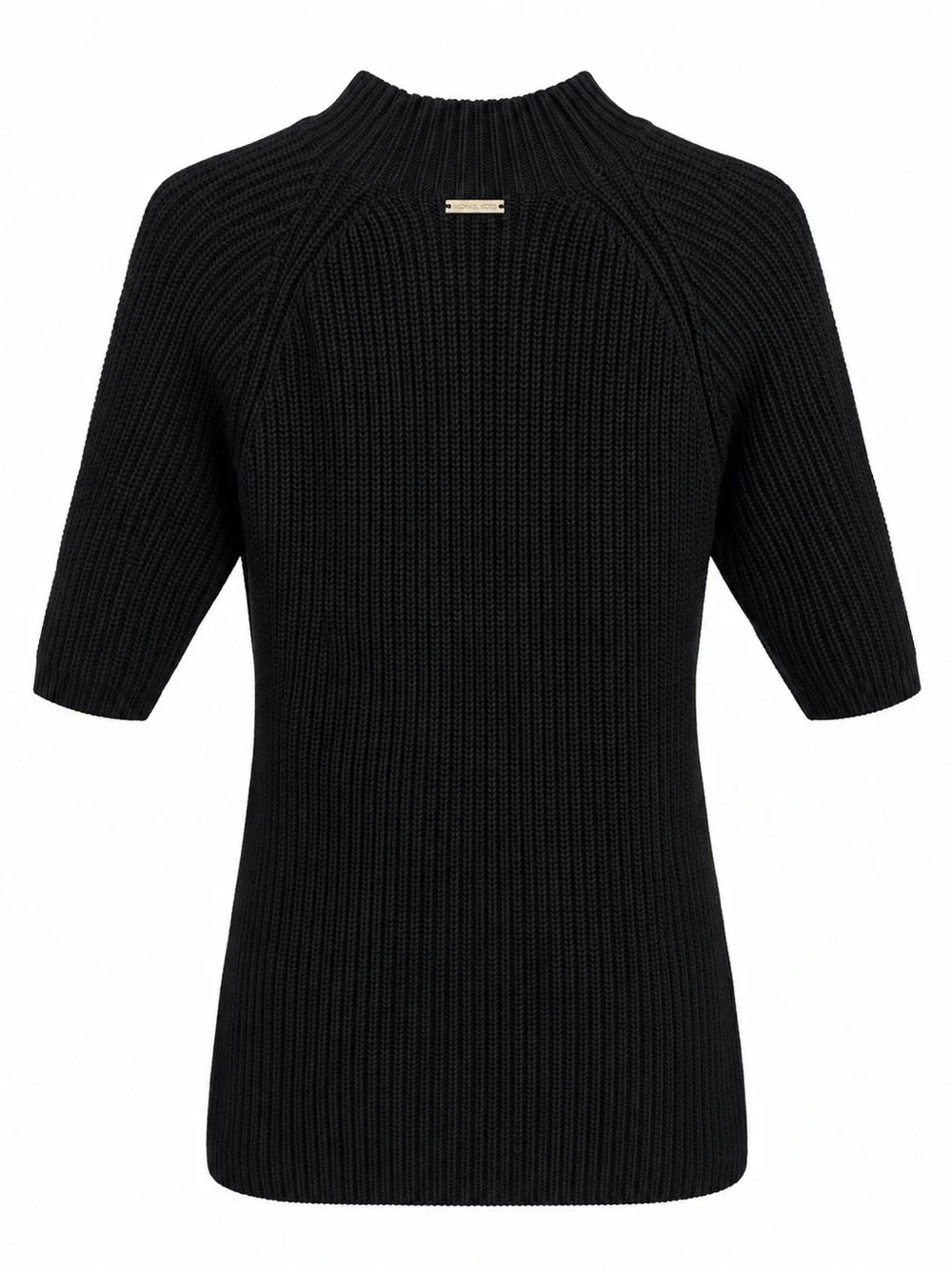 Michael Kors Black Ribbed Knit Sweater Top Women’s L Mock Neck 3/4 Sleeve